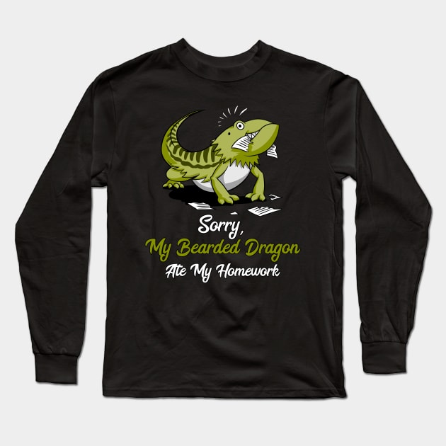 Bearded Dragon Ate My Homework Long Sleeve T-Shirt by underheaven